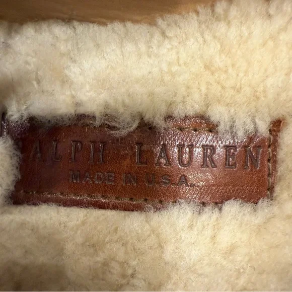 Ralph Lauren Men’s Suede Loafers Shearling Lined Lactae Hevea Sole 9D